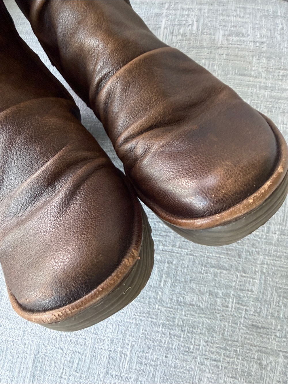 Fly London Yada Brown Leather Tie Back Wedge Calf Boots Women's EU 39 US 8/8.5 - Picture 10 of 11